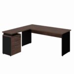 Móveis de Madeira Mesa Escritório em "L" c/ Gaveteiro 1,70m Marsala/Preto - 23481