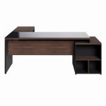 Móveis de Madeira Mesa PEDESTAL VIDRO FUMÊ com MESA AUXILIAR - 1,92x1,60m MARSALA / PRETO - 23486