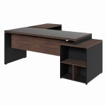 Móveis de Madeira Mesa PEDESTAL VIDRO FUMÊ com MESA AUXILIAR - 1,92x1,60m MARSALA / PRETO - 23486