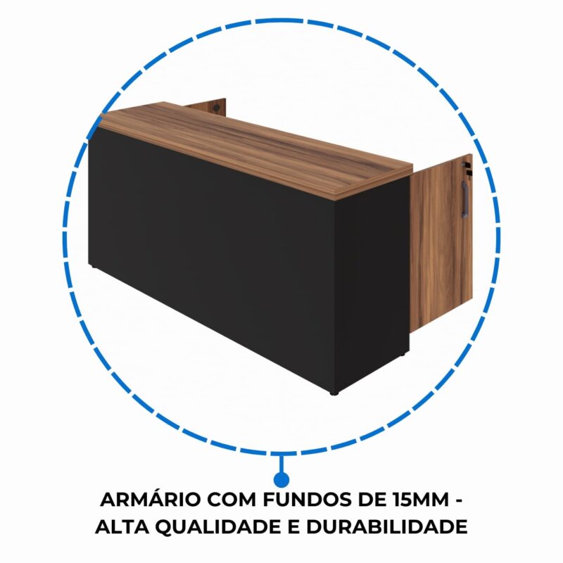 Móveis de Madeira Armário Baixo GOLD Credenza ESPECIAL - 1,60x0,72x0,45m  NOGALSEVILHA / PRETO - 23502