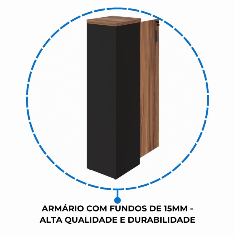 Móveis de Madeira Armário Torre FECHADA NOGALSEVILHA/PRETO - 21434
