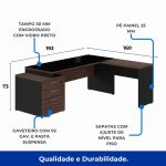 Móveis de Madeira Mesa PEDESTAL VIDRO FUMÊ com MESA AUXILIAR - 1,92x1,60m MARSALA / PRETO - 23486