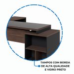 Móveis de Madeira Mesa PEDESTAL VIDRO FUMÊ com MESA AUXILIAR - 1,92x1,60m MARSALA / PRETO - 23486