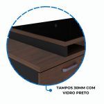 Móveis de Madeira Mesa PEDESTAL VIDRO FUMÊ com MESA AUXILIAR - 1,92x1,60m MARSALA / PRETO - 23486