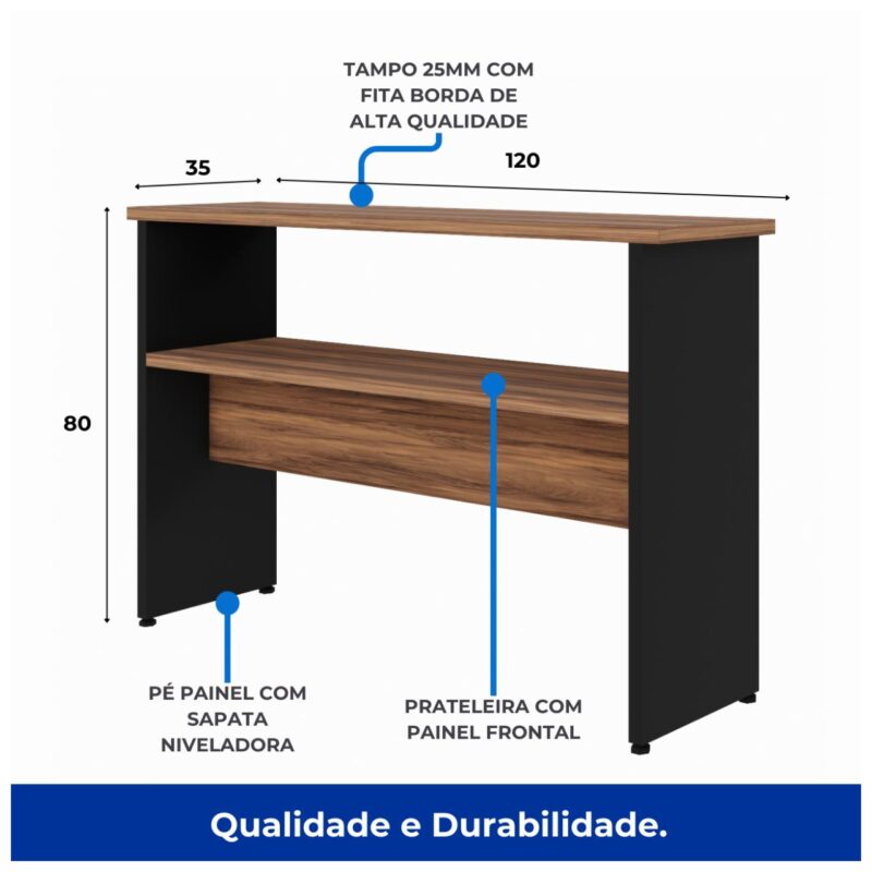 Móveis de Madeira Aparador de Madeira 1,20x0,80x0,35 - NOGALSEVILHA/PRETO - 21436