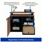 Móveis de Madeira Armário Baixo 03 Gavetas e Porta (MISTO) NOGAL SEVILHA/PRETO - 21422