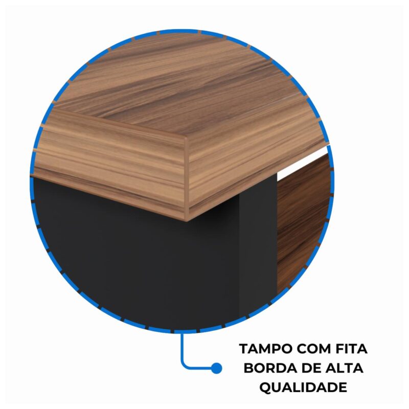 Móveis de Madeira Aparador de Madeira 1,20x0,80x0,35 - NOGALSEVILHA/PRETO - 21436