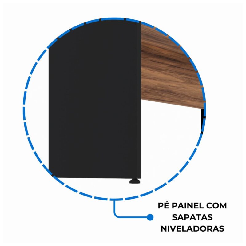 Móveis de Madeira Aparador de Madeira 1,20x0,80x0,35 - NOGALSEVILHA/PRETO - 21436