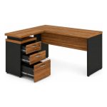 Móveis para Escritório Mesa de Escritório em L com Gaveteiro e Chave Móvel Organizador 170x160cm - Nogal Sevilha / Preto - 21423