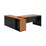 Móveis para Escritório Mesa Escritório PRESIDENTE c/ Armário Pedestal - 1,82x1,80m - WORK START - NOGAL SEVILHA/PRETO - 20602