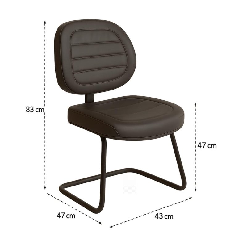 Cadeira Executiva Costurada Base em "S" PRETA - Corino Preto - 31014