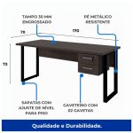 Móveis de Madeira Mesa Escritório PÉ QUADRO 1,70x0,70m - C/ Gavetas - MARSALA/PRETO - 25475
