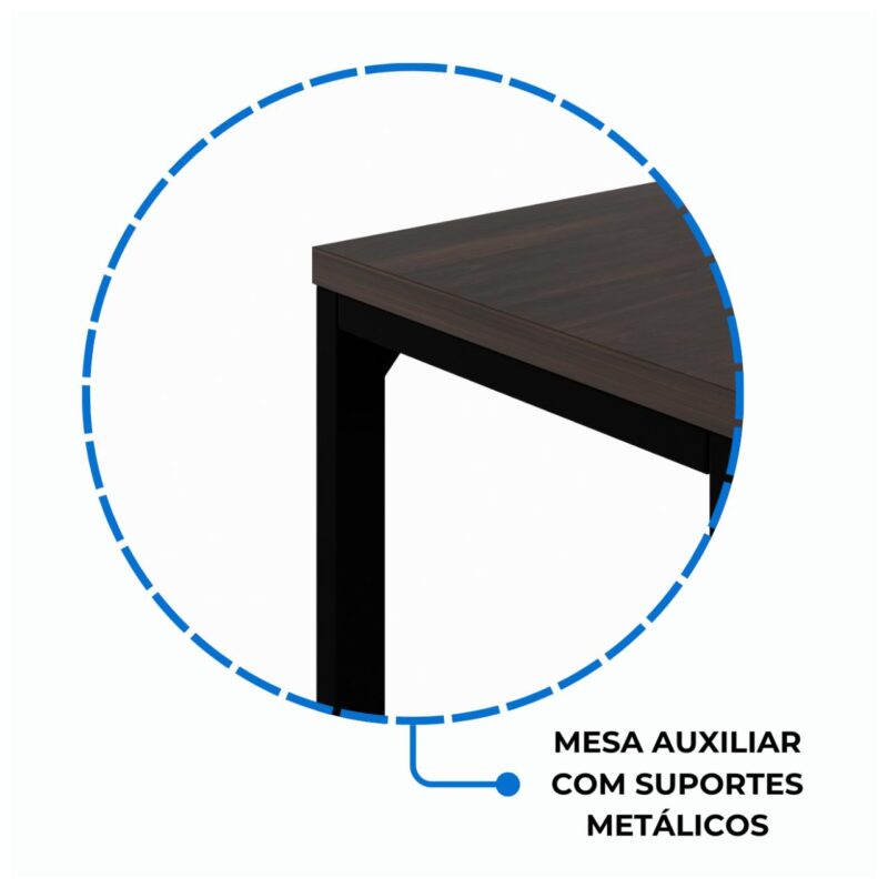Móveis de Madeira Mesa em L (1,50x0,60m + Mesa Auxiliar) - C/ Gavetas MARSALA/PRETO - 25477