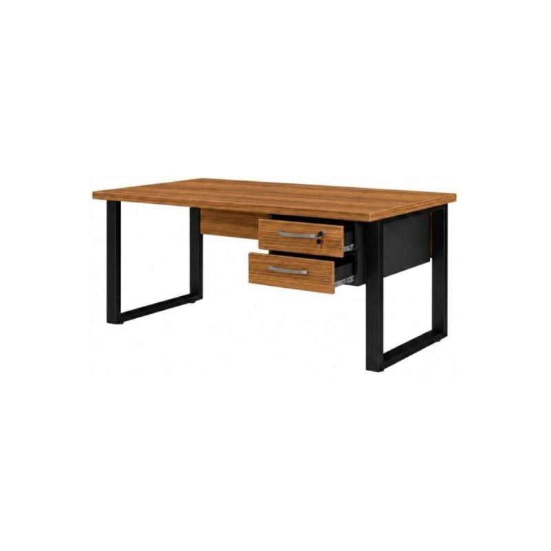 Móveis para Escritório Mesa Escritório PÉ QUADRO - 1,20x0,60m - C/ Gavetas - NOGAL SEVILHA/PRETO - 24471