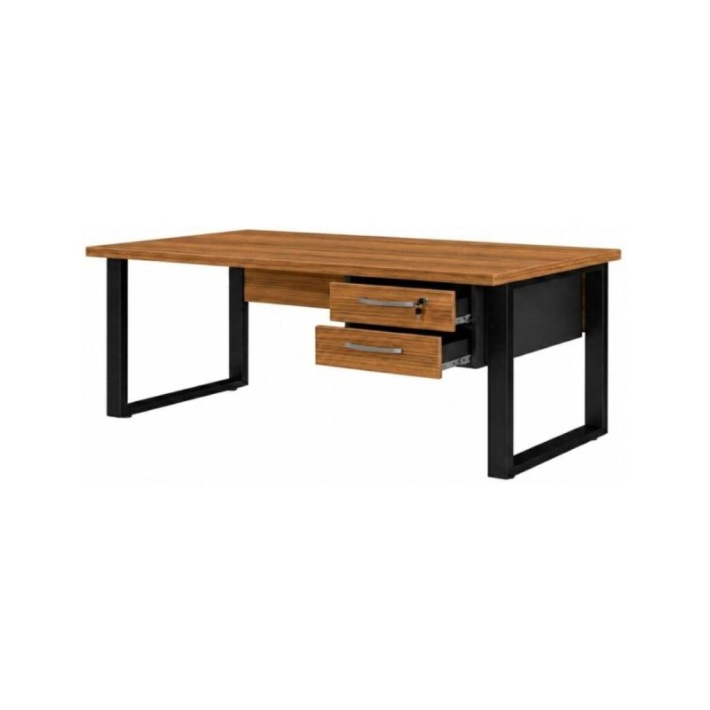 Móveis para Escritório Mesa Escritório PÉ QUADRO 1,50x0,60m - C/ Gavetas - NOGAL SEVILHA/PRETO - 24473