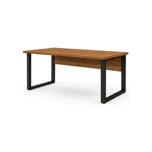 Mesa de Escritório Industrial 150x60cm Nogal Sevilha Tampo 40mm – Escrivaninha Home Office Premium Pollo - Sevilha / Preto - 24472