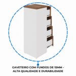 Móveis de Madeira Arquivo 04 Gavetas Pasta Suspensa – 1,28×0,46×0,45m NOGAL SEVILHA/BRANCO – 34314