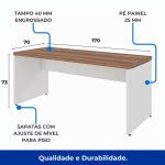 Móveis de Madeira Mesa de Escritório 1,70x0,70m C/ Gaveta - NOGAL SEVILHA/BRANCO - 34319