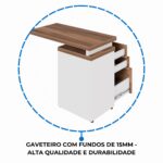 Móveis de Madeira Mesa AUXILIAR c/ 03 Gavetas Pedestal - NOGAL SEVILHA/BRANCO – 34309