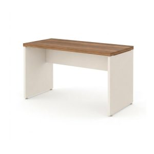 Móveis de Madeira Mesa de Escritório Executiva Reta - 1,20m x 0,60m (Tampo 40mm) - Nogal Sevilha / Champanhe