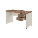 Móveis de Madeira Mesa de Escritório Executiva Reta com Gavetas - 1,20m x 0,60m (Tampo 40mm) - Nogal Sevilha / Champanhe - 34317