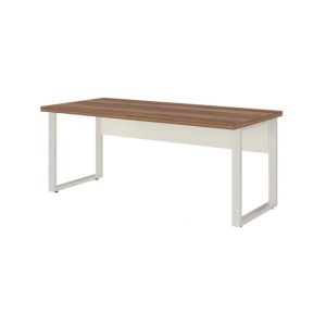 Móveis para Escritório Mesa de Escritório Industrial Amadeirada Pé Quadro 1,50x0,60m - Nogal Sevilha / Champanhe - 34302