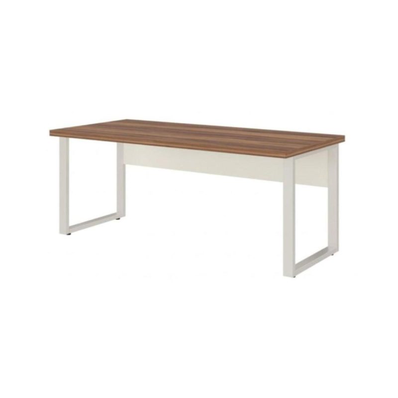 Móveis para Escritório Mesa de Escritório Industrial Amadeirada Pé Quadro 1,50x0,60m - Nogal Sevilha / Champanhe - 34302