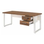 Móveis para Escritório Mesa Escritório PÉ QUADRO 1,70x0,70m -C/ 02 Gavetas - NOGAL SEVILHA / BRANCO - 34322