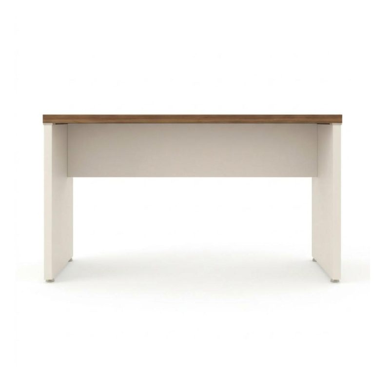 Móveis para Escritório Mesa de Escritório Executiva Reta - 1,50m x 0,60m (Tampo 40mm) - Nogal Sevilha / Champanhe - 34306