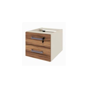 Móveis para Escritório Gaveteiro Suspenso p/ Mesa (02 Gav) - NOGAL SEVILHA/BRANCO - 34310