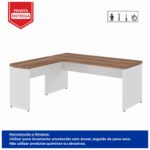 Móveis de Madeira Mesa em L (Mesa 1,50m + Mesa Auxiliar) - S/ Gavetas - WORKSTART - NOGAL SEVILHA/BRANCO - 34323