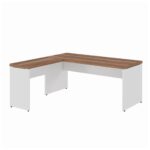 Móveis de Madeira Mesa em L (Mesa 1,70m + Mesa Auxiliar) - S/ Gavetas - WORKSTART - NOGAL SEVILHA/BRANCO - 34325