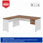 Móveis de Madeira Mesa em L (Mesa 1,50m + Mesa Auxiliar) - C/ Gavetas - WORKSTART - NOGAL SEVILHA/BRANCO - 34324