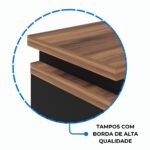 Móveis de Madeira Mesa Escritório em “L” c/ Gaveteiro 1,50×1,50m NOGAL SEVILHA/PRETO – 24480
