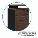 Móveis de Madeira Mesa Escritório em “L” c/ Gaveteiro 1,50m MARSALA/PRETO - 34440