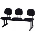 Cadeiras Longarinas para Recepção Longarina SECRETÁRIA 03 Lugares - Cor PRETA - Pollo Móveis - 33003
