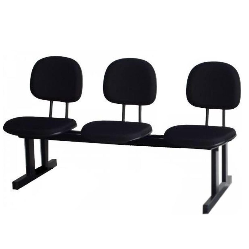 Cadeiras Longarinas para Recepção Longarina SECRETÁRIA 03 Lugares - Cor PRETA - Pollo Móveis - 33003
