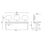 Cadeiras Longarinas para Recepção Longarina SECRETÁRIA 03 Lugares - Cor PRETA - Pollo Móveis - 33003