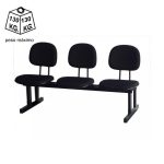 Cadeiras Longarinas para Recepção Longarina SECRETÁRIA 03 Lugares - Cor PRETA - Pollo Móveis - 33003