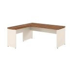 Móveis para Escritório Mesa em L (Mesa 1,50m + Mesa Auxiliar) - S/ Gavetas - (Tampo 40mm) - Nogal Sevilha / Champanhe - 34323