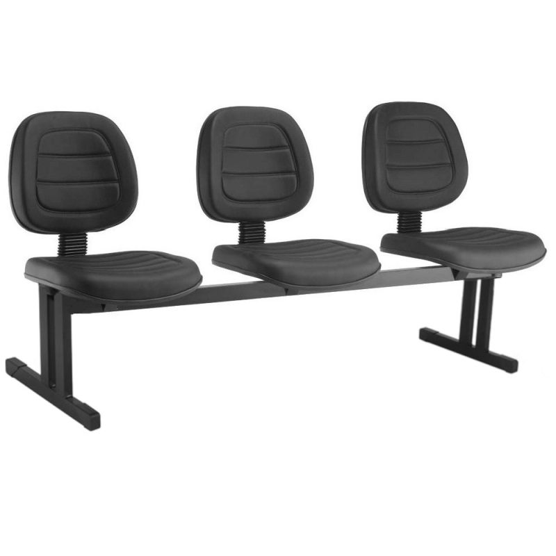 Cadeiras Longarinas para Recepção Longarina EXECUTIVA Costurada 03 Lugares - Cor Preta - Pollo Móveis - 33103 Cadeiras Longarinas para Recepção Longarina EXECUTIVA Costurada 03 Lugares - Cor Preta - Pollo Móveis - 33103