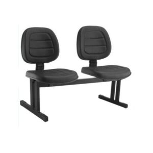 Cadeiras Longarinas para Recepção Longarina EXECUTIVA Costurada 02 Lugares - Cor Preta - Pollo Móveis - 33075
