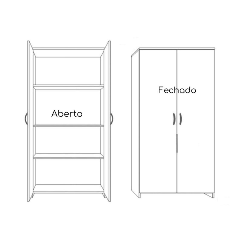 Armário Alto Fechado com 02 Portas - 1,59X0,80X0,42m - JOB - COR PRETO - 45107