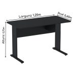 Mesa Escritório 1,20x0,60m s/ Gavetas - Cor Preto - JOB - 43333