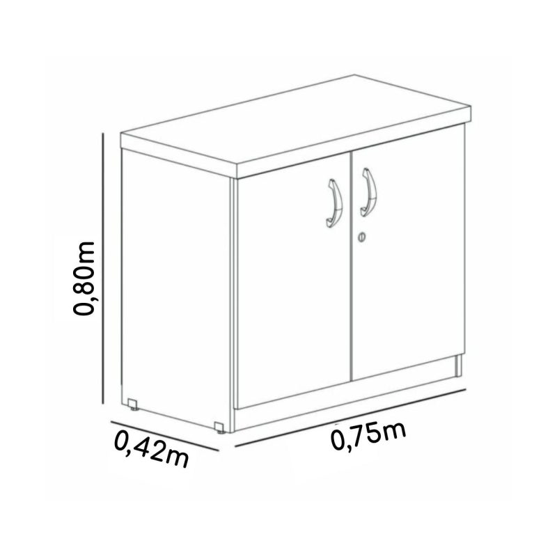 Armário Baixo com 02 Portas - 0,80x0,42x0,75m - JOB - Cor PRETO - 41207