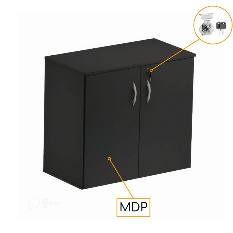 Armário Baixo com 02 Portas - 0,80x0,42x0,75m - JOB - Cor PRETO - 41207