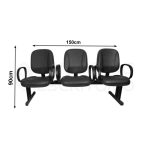 Cadeiras Longarinas para Recepção Longarina Diretor LISA 03 Lugares - Cor Preta - Pollo Móveis - 33105 Cadeiras Longarinas para Recepção Longarina Diretor LISA 03 Lugares - Cor Preta - Pollo Móveis - 33105