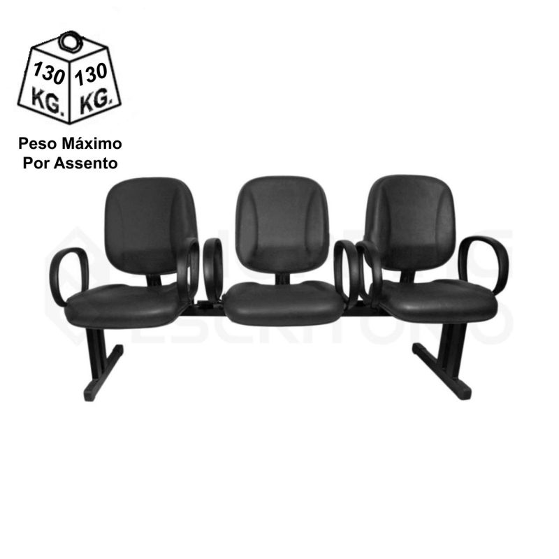 Cadeiras Longarinas para Recepção Longarina Diretor LISA 03 Lugares - Cor Preta - Pollo Móveis - 33105 Cadeiras Longarinas para Recepção Longarina Diretor LISA 03 Lugares - Cor Preta - Pollo Móveis - 33105