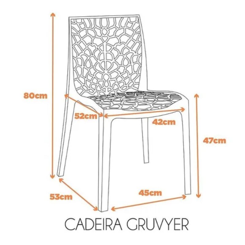 Cadeira Interlocutor GRUVYER para Escritório ou Jantar - Polipropileno - Cor FENDI - 48007