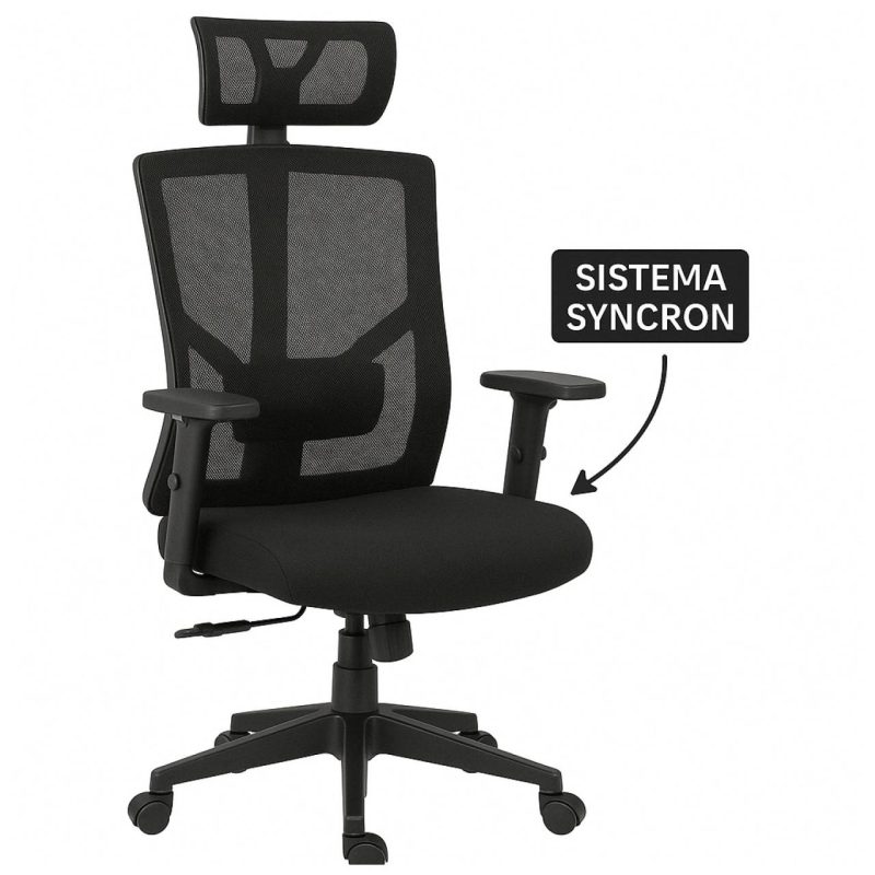 Cadeiras Escritório Poltrona Presidente Tela ORION Syncron Giratória - Cor Preto - 32944